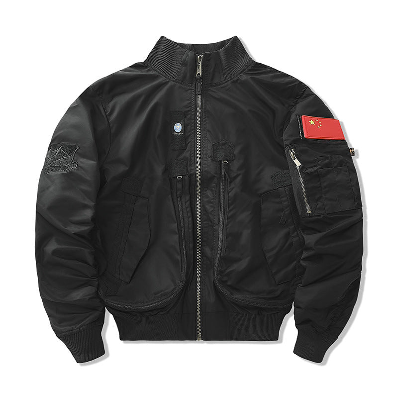 Herren  isolierte Pilot-Bomberjacke mit Ärmel-Reißverschlusstasche, mehreren Utilityfächern und elastischem Rippenbund Nord Taschen