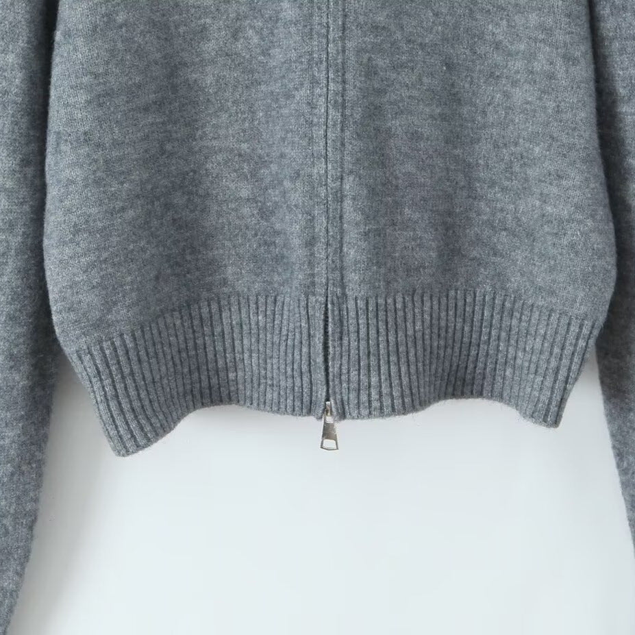 Damen Kurzgeschnittene Strickjacke mit Reißverschluss und abnehmbarem Kunstfellkragen Nord Taschen