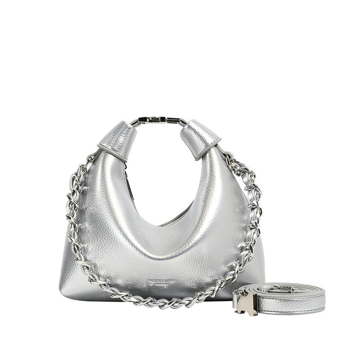 Damen Hobo-Tasche mit schimmernder Oberfläche und trendigem Kettenakzent Nord Taschen
