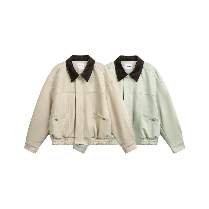 Unisex Kurz geschnittene Boxy-Blousonjacke mit Cordkragen und elastischem Bund Nord Taschen