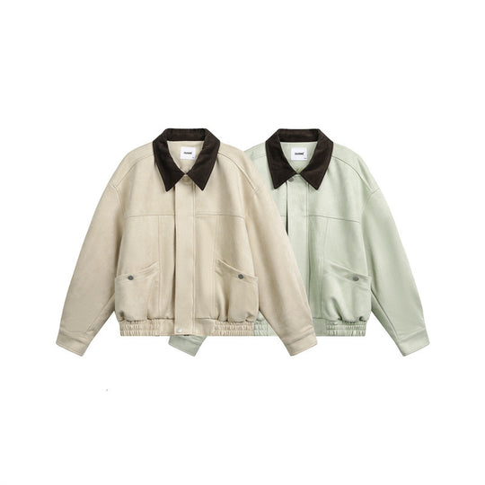 Unisex Kurz geschnittene Boxy-Blousonjacke mit Cordkragen und elastischem Bund Nord Taschen