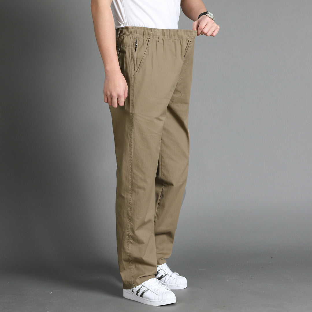 Herren Lässige Canvas-Chinohose mit elastischem Tunnelzugbund, aufgesetzten Taschen & geradem Bein Nord Taschen