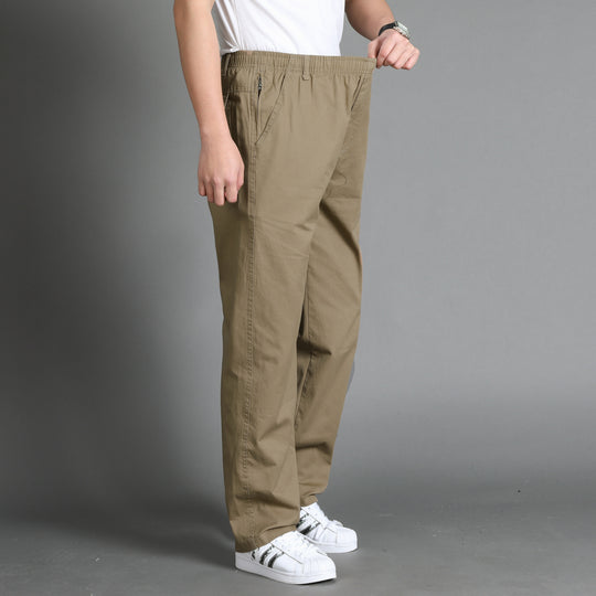 Herren Lässige Canvas-Chinohose mit elastischem Tunnelzugbund, aufgesetzten Taschen & geradem Bein Nord Taschen