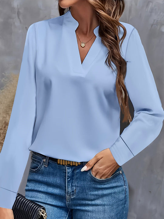 Damen Bluse mit Stehkragen und langen Ärmeln - Arvani