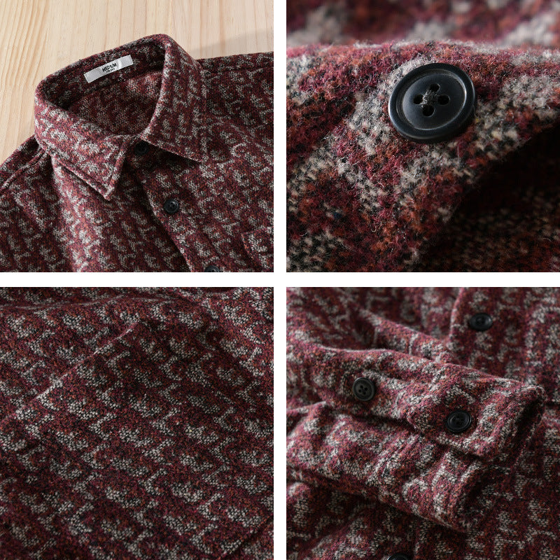 Herren Strukturiertes Jacquard-Overshirt mit Brusttasche und Relaxed Fit Nord Taschen