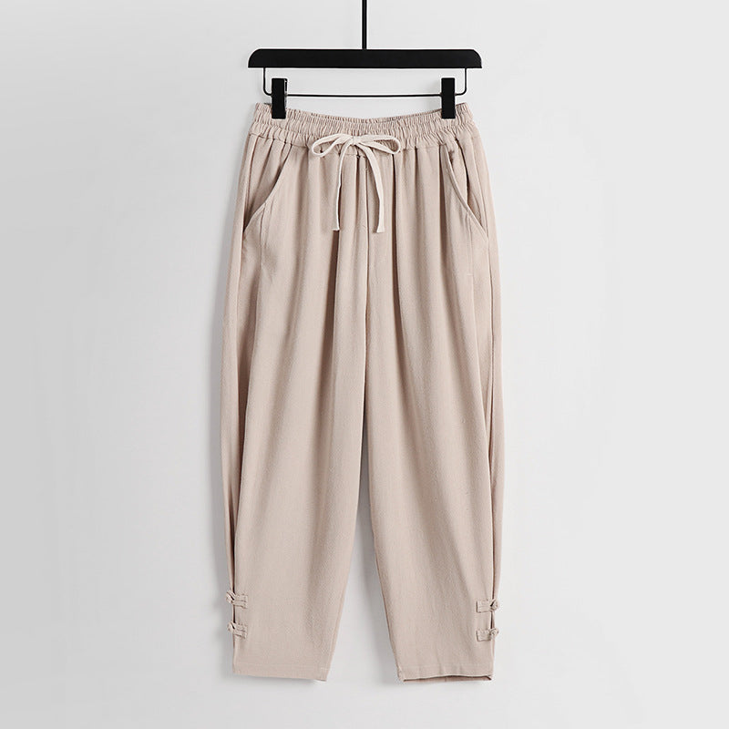 Damen Freizeit-Jogginghose mit Tunnelzug und Zierknöpfen am Knöchel Nord Taschen