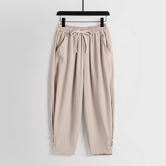 Damen Freizeit-Jogginghose mit Tunnelzug und Zierknöpfen am Knöchel Nord Taschen