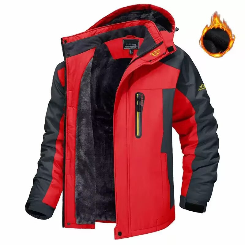 Herren Trekkingparka mit warmem Teddyfutter, abnehmbarer Kapuze und wasserdichter Softshell-Außenschicht Nord Taschen