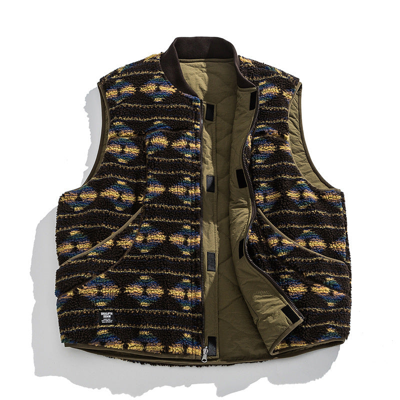 Unisex Wendbare gesteppte Weste mit Jacquard‑Fleece und aufgesetzten Taschen Nord Taschen