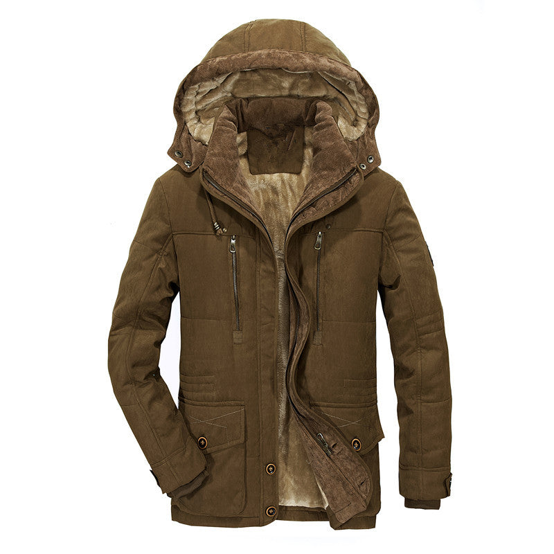 Herren Wattierte Winterparka mit Kapuze und Teddyfutter wasserabweisend vielseitige Taschen Nord Taschen