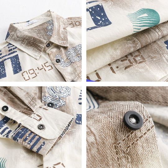 Herren Grafik-Print Overshirt im Relaxed-Fit mit Brusttaschen Nord Taschen