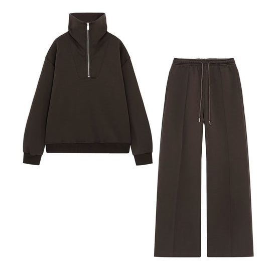 Damen Oversize-Sweatshirt mit hohem Stehkragen und Halbzip Nord Taschen