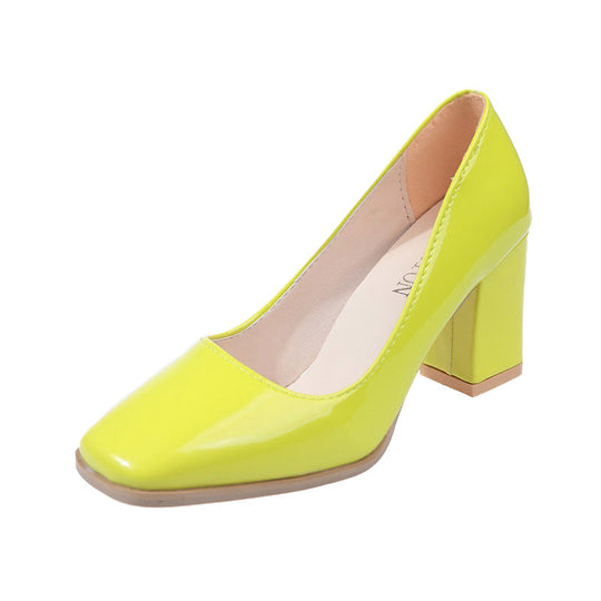 Damen elegante Pumps mit quadratischer Zehenkappe und hohem Blockabsatz