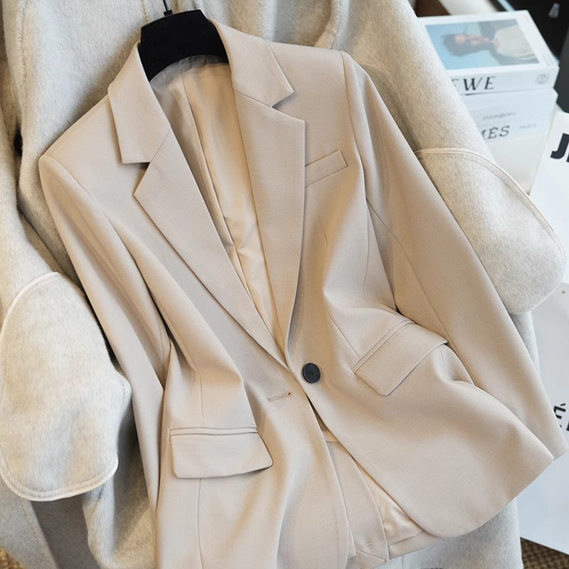 Damen Klassischer taillierter Ein-Knopf-Blazer aus feinem Wollmix Nord Taschen