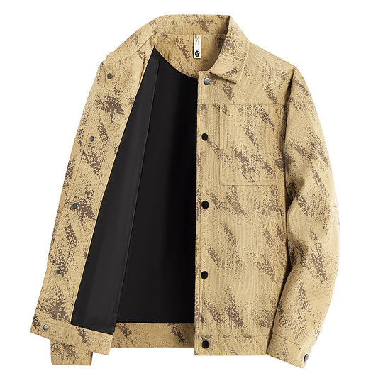 Herren Leichte Overshirt-Jacke mit dezenter Reptilprägung und Druckknopfverschluss Nord Taschen