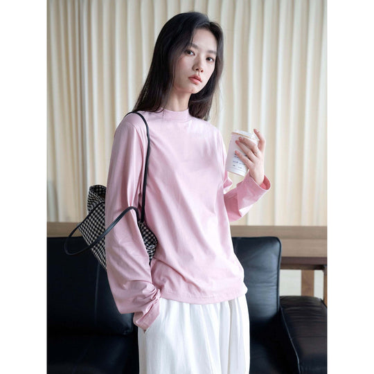 Damen Oversize-Langarmshirt mit Rundhals und Baumwoll-Jersey Nord Taschen