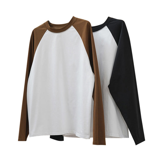 Damen Oversized Raglan-Langarmshirt mit Kontrastärmeln Nord Taschen