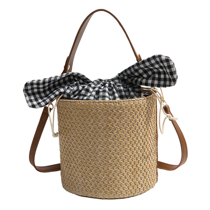 Damen geflochtene Rucksackhandtasche mit kontrastierendem Innenbeutel Nord Taschen