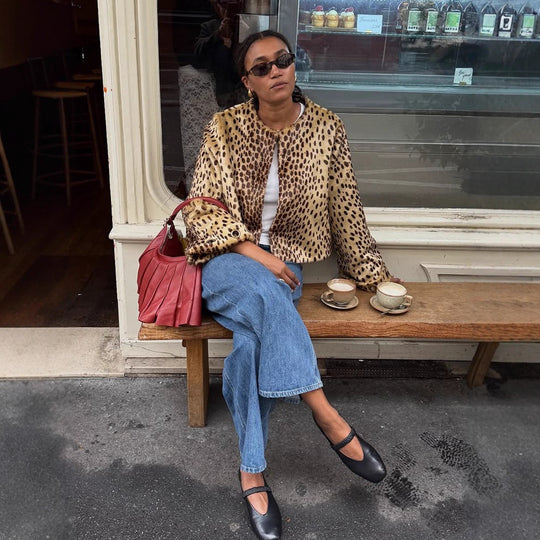 Damen Kurzblouson aus Kunstfell mit Leopardenmuster, Boxy‑Silhouette & weitem Ärmel Nord Taschen