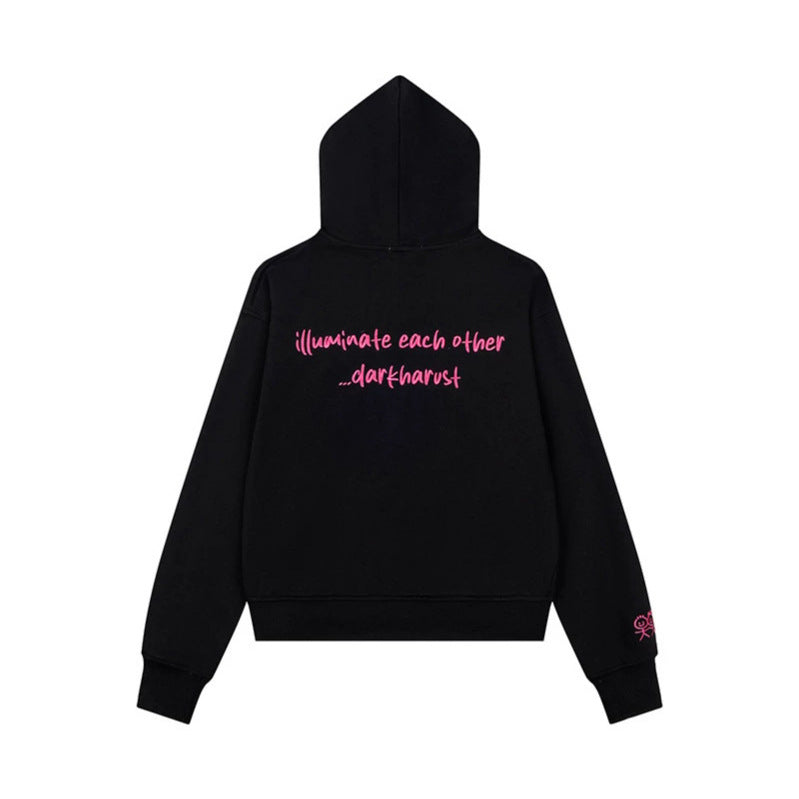 Damen Kapuzen-Sweatjacke mit übergroßem Reißverschluss und minimalistischer Stickerei Nord Taschen