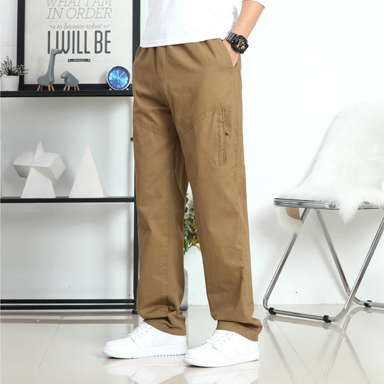 Herren Weite Utility-Cargohose mit elastischem Bund, seitlicher Reißverschlusstasche & vorgeformten Knieeinsätzen Nord Taschen