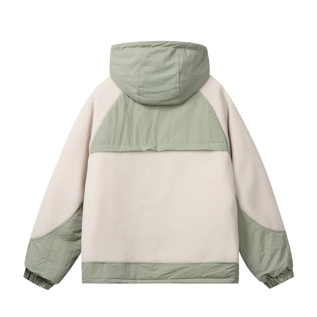 Unisex Boxy-Fleecejacke mit Kapuze und kontrastierenden Nylon-Einsätzen Nord Taschen