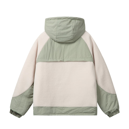 Unisex Boxy-Fleecejacke mit Kapuze und kontrastierenden Nylon-Einsätzen Nord Taschen