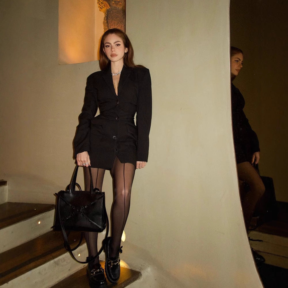 Damen 400+ figurschmeichelnder Longblazer mit strukturierter Rückennaht, Pattentaschen und Stretchfutter Nord Taschen