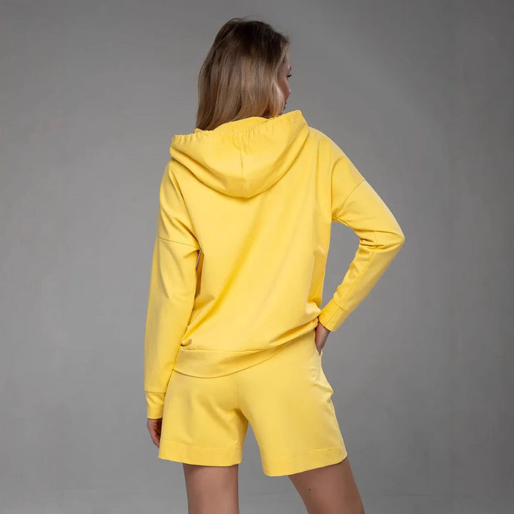 Damen lässiges Oversized Hoodie und Shorts Set Nord Taschen