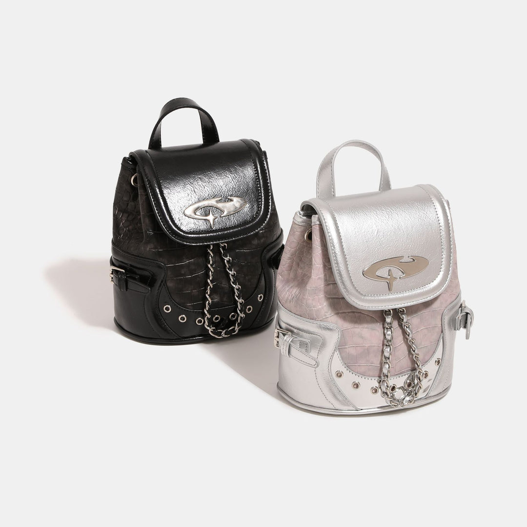Damen Rucksacktasche mit modischem Kroko-Design und eleganten Metallakzenten Nord Taschen