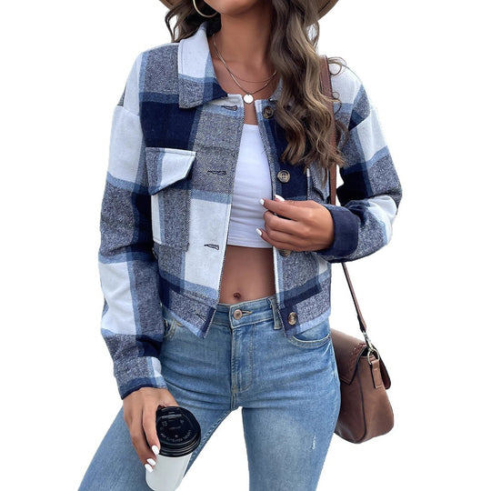 Damen Kariertes Freizeitjacke Nord Taschen