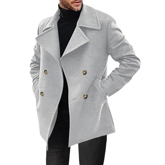 Herren Zweireihiger taillierter Peacoat mit breitem Revers und Eingrifftaschen Nord Taschen