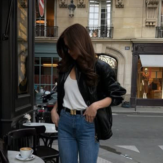 Damen Gerade geschnittene Jeans mit hoher Taille, rohem Saum und leichtem Bootcut Nord Taschen