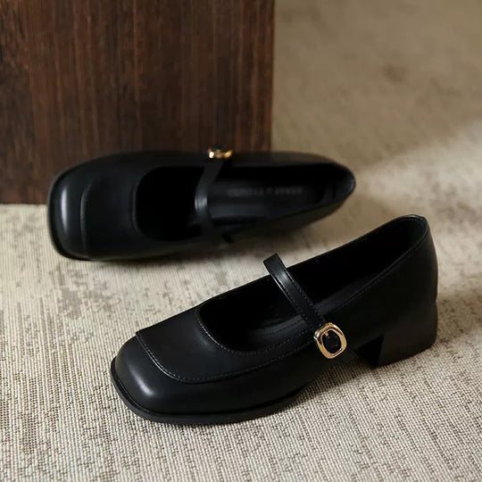 Damen Elegante Mary Janes mit modischem Riemen und komfortablem Blockabsatz