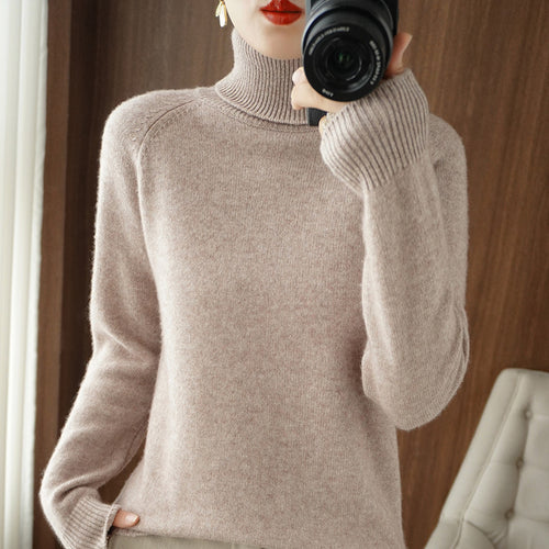 Damen Rollkragenpullover aus weichem Wollmix mit verlängerten Bündchen Nord Taschen