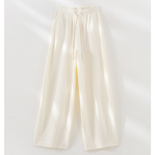 Damen Weite High‑Waist Loungehose aus weichem Baumwollmix mit Elastikbund und Tunnelzug Nord Taschen