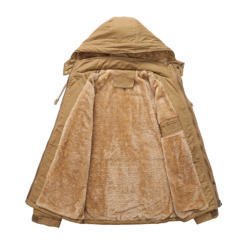 Herren Urbaner Thermo-Canvasparka mit Kapuze, Sherpa-Kragen und Multifunktions-Außentaschen Nord Taschen