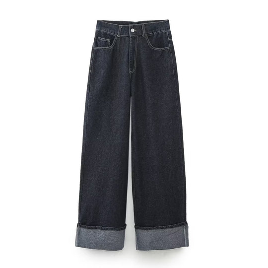 Damen 1700+ Cropped Jeansjacke mit überlangen Umschlagmanschetten und kastiger Silhouette Nord Taschen
