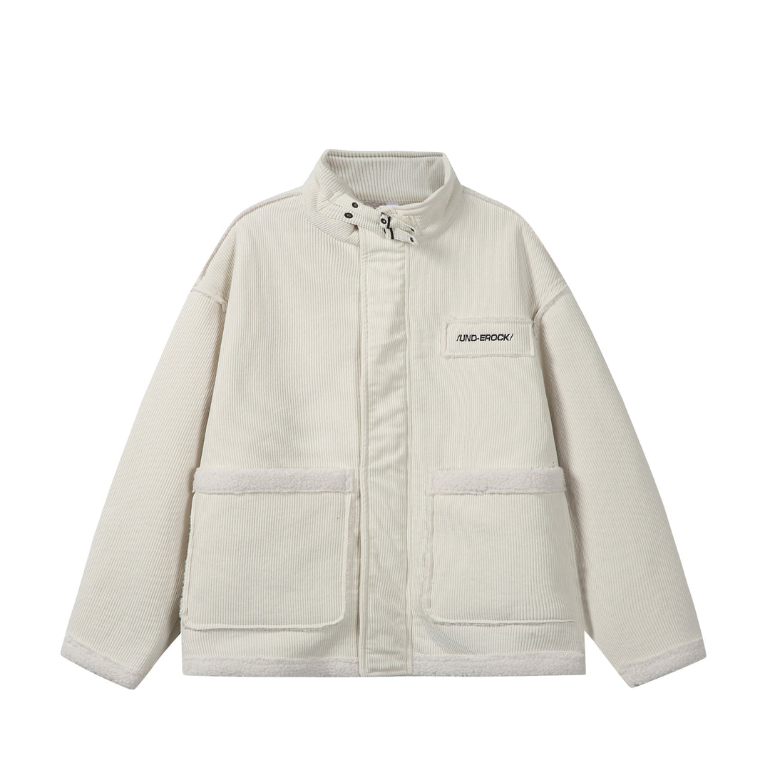 Unisex Kurz geschnittener Cordblouson mit Teddybesatz und Funnelkragen Nord Taschen