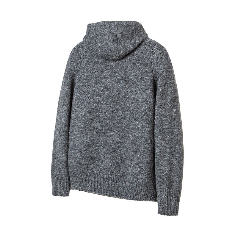 Herren Grobgestrickter Kapuzen-Cardigan mit durchgehender Knopfleiste und Rippenbündchen Nord Taschen