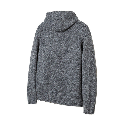 Herren Grobgestrickter Kapuzen-Cardigan mit durchgehender Knopfleiste und Rippenbündchen Nord Taschen