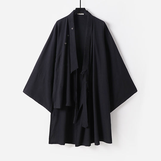Unisex Oversize-Kimono-Mantel aus Baumwollmix mit weitem Schnitt und Bindegürtel Nord Taschen
