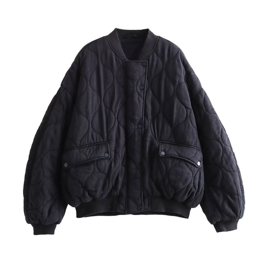 Damen Stepp-Bomberjacke mit Oversize-Silhouette, gerippten Bündchen und Pattentaschen Nord Taschen