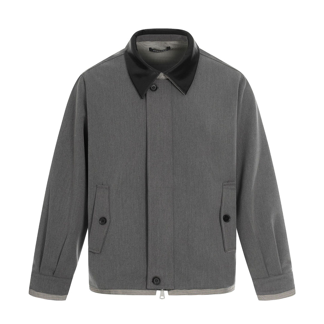 Herren Kurzer technischer Blouson aus Wollmix mit kontrastierendem Reverskragen und Zweiwegereißverschluss Nord Taschen