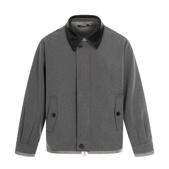 Herren Kurzer technischer Blouson aus Wollmix mit kontrastierendem Reverskragen und Zweiwegereißverschluss Nord Taschen