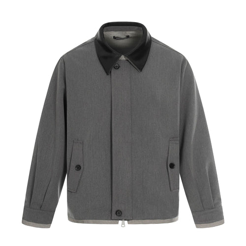 Herren Kurzer technischer Blouson aus Wollmix mit kontrastierendem Reverskragen und Zweiwegereißverschluss Nord Taschen