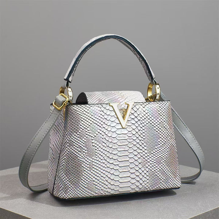 Damen stilvolle Handtasche mit Schlangenlederoptik Nord Taschen