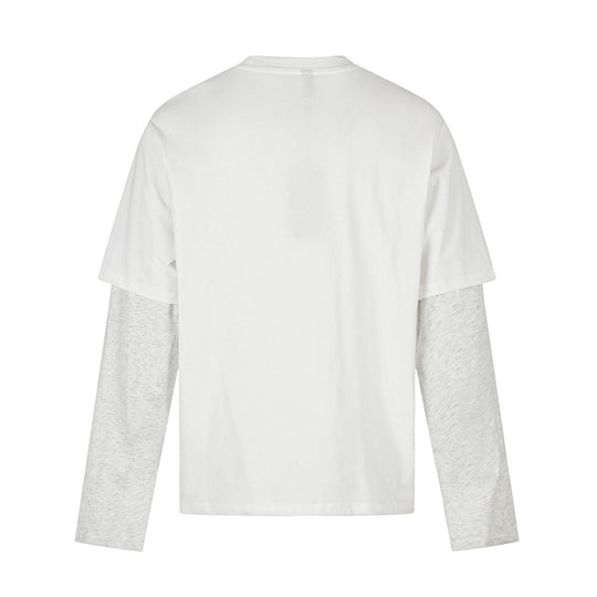 Damen Lagenlook-Longsleeve mit kontrastierenden Ärmel-Einsätzen und Vintage-Print Nord Taschen