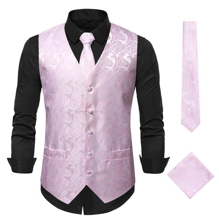 Herren Paisley Satin Anzugweste Set mit Krawatte und Einstecktuch Nord Taschen
