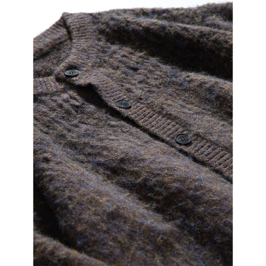 Damen Grobgestrickte Oversize-Strickjacke in Mohair‑Optik mit Rundhalsausschnitt und Knopfleiste Nord Taschen